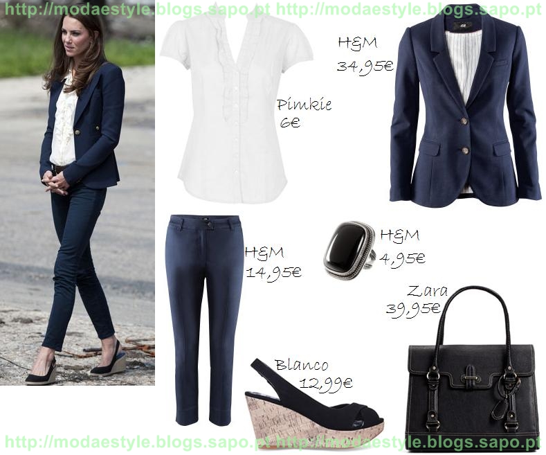 Look de moda: Blazer azul, Camisa de vestir blanca, Pantalón Look de moda: Blazer azul, Camisa de vestir blanca, Pantalón