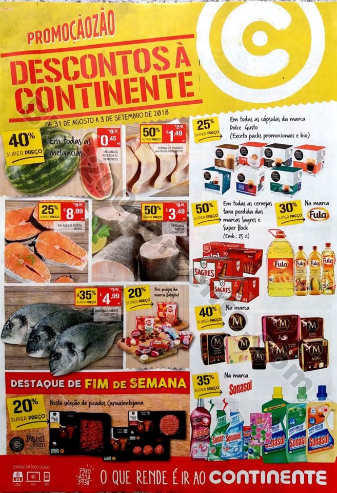 folheto fim de semana continente 31 agosto a 3 set