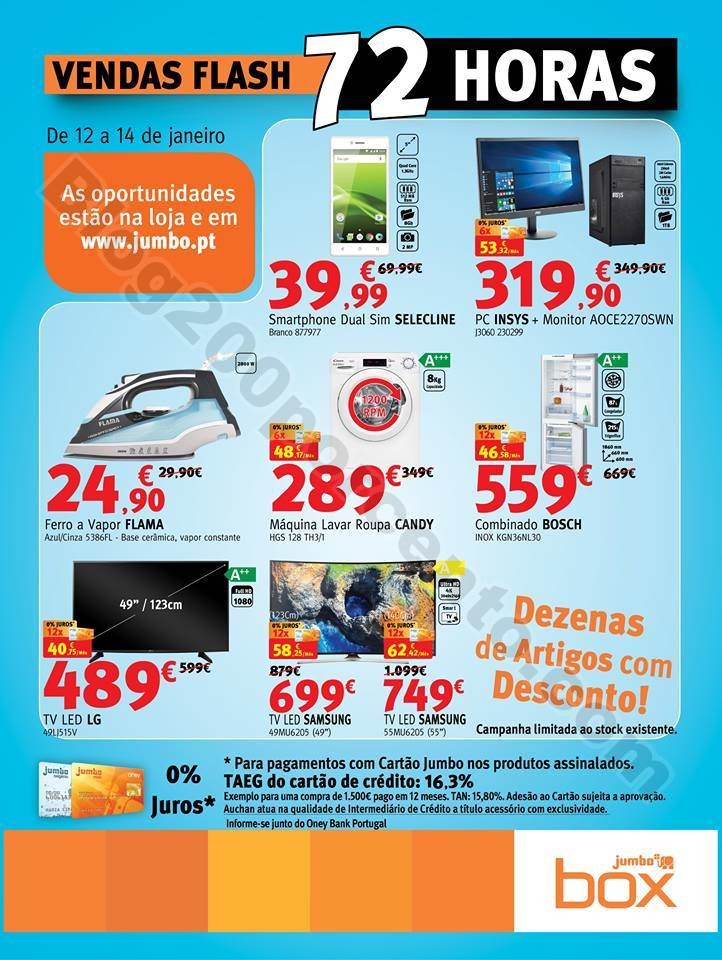 flash 12 a 14 janeiro.jpg Promoções Jumbo Box 72Horas Descontos 12a14jan